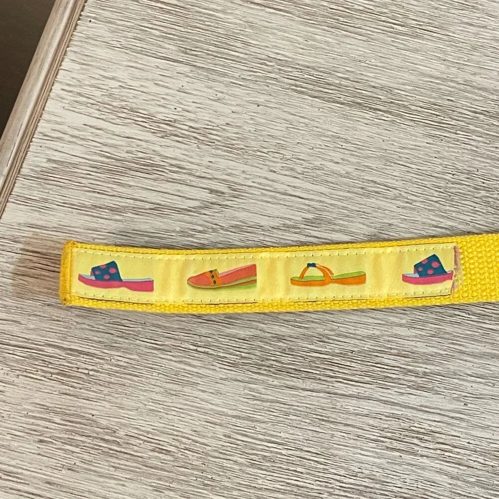 Liz Claiborne Belt Yellow Sandals Shoes Cloth Silver Loop Buckle Small Medium